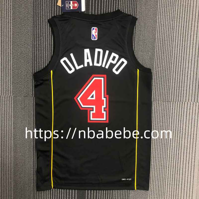 Maillot de Basket NBA Heat 75e anniversaire Oladipo 4 noir city éditions – Image 2