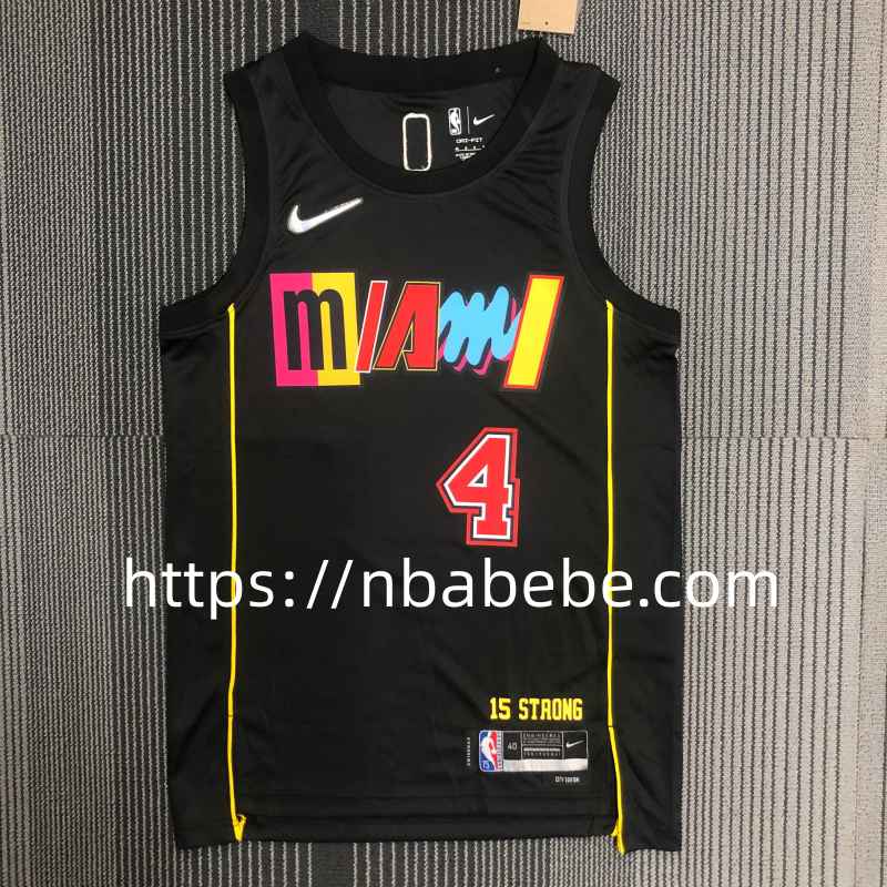 Maillot de Basket NBA Heat 75e anniversaire Oladipo 4 noir city éditions