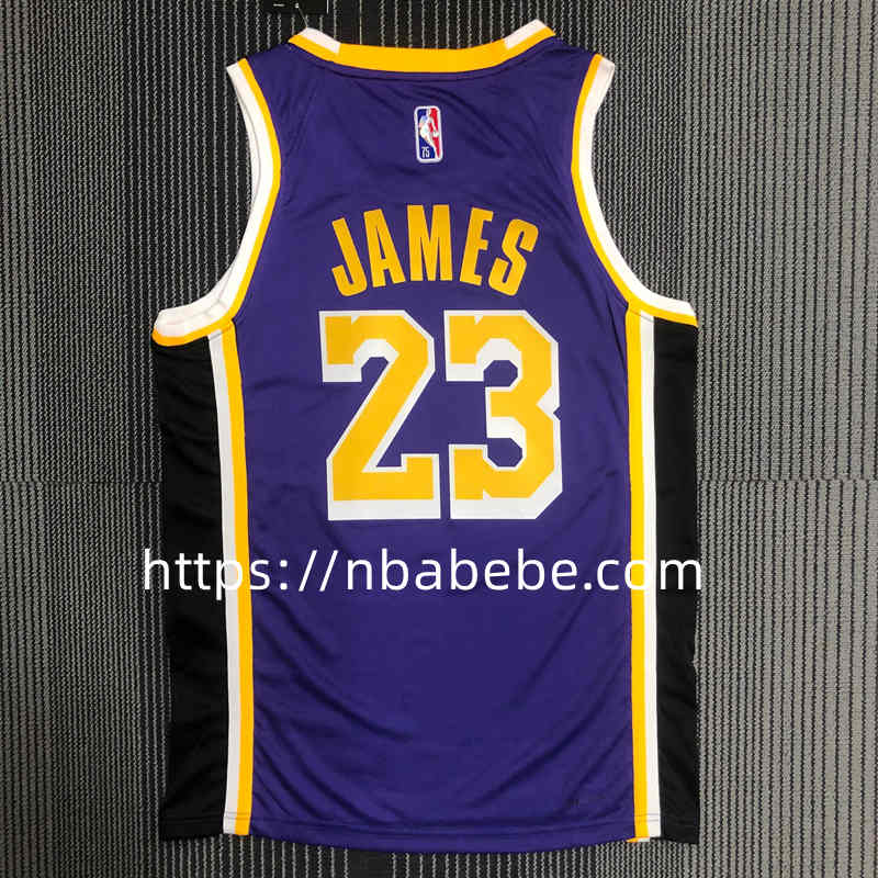 Maillot de Basket NBA Lakers 75e anniversaire James 23 bleu – Image 2