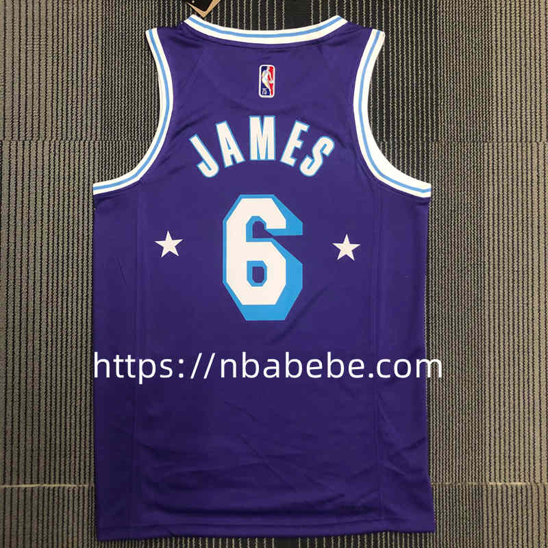 Maillot de Basket NBA Lakers 75e anniversaire James 6 city éditions 2