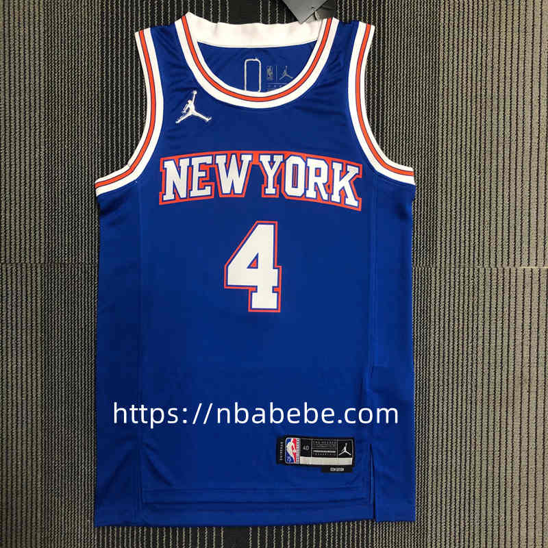 Maillot de Basket NBA Knicks Jordan 75e anniversaire Rose 4 bleu