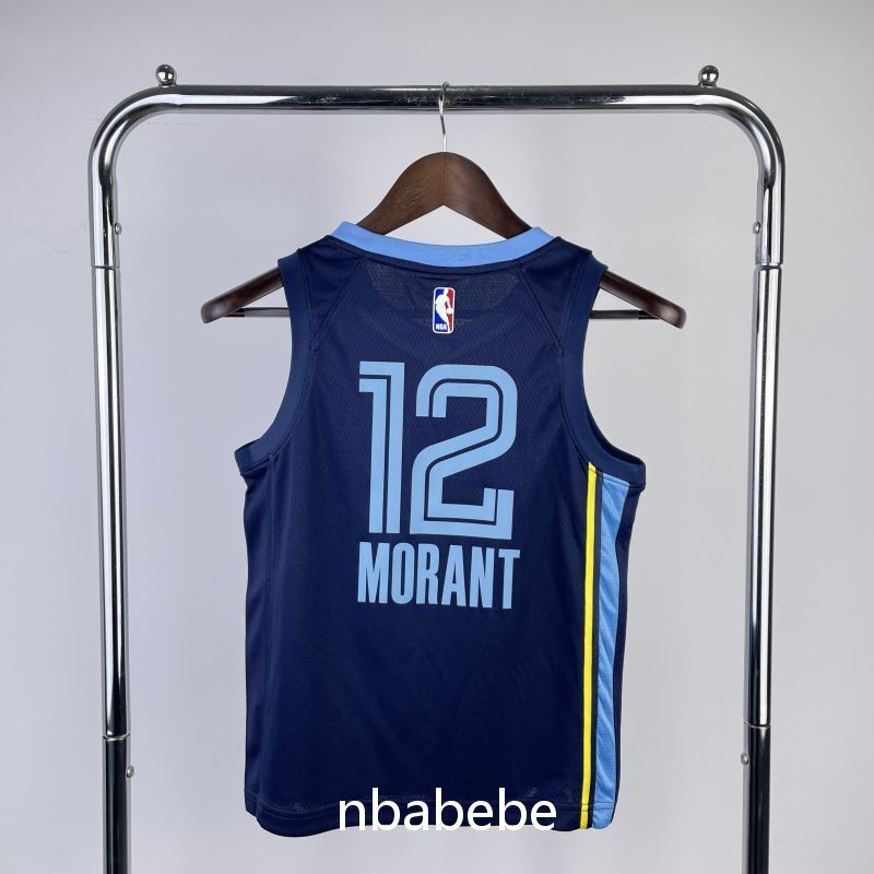 Maillot Memphis Grizzlies Enfant 2023 Morant 12 bleu foncé – Image 2