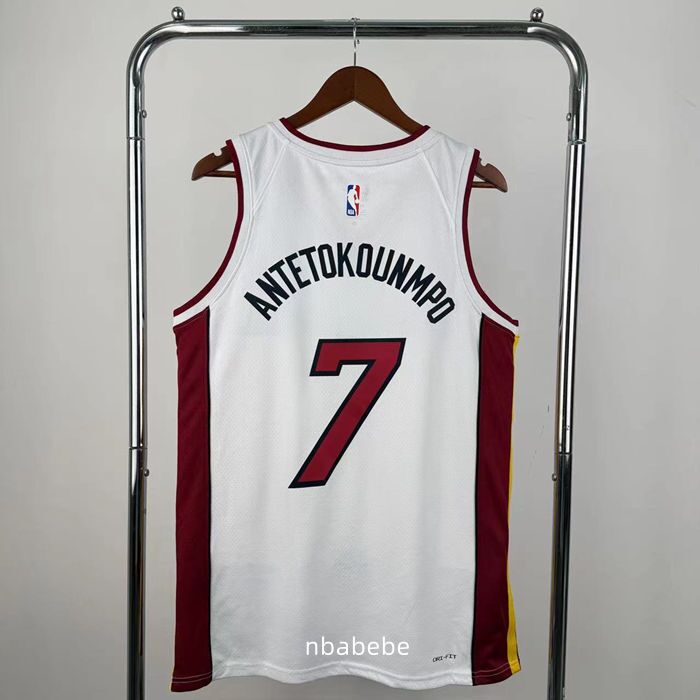 Maillot de Basket NBA Heat 2023 Antetokounmpo 7 Blanc 1